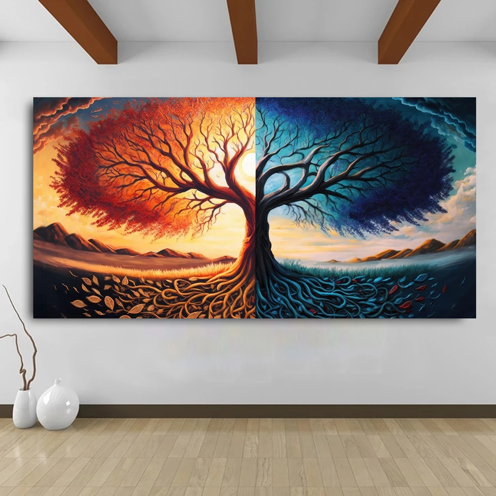 Abstract Fantastic Life Tree Canvas Painting Modern Colorful Tree Landscape Posters and Prints for Living Room Home Decoration