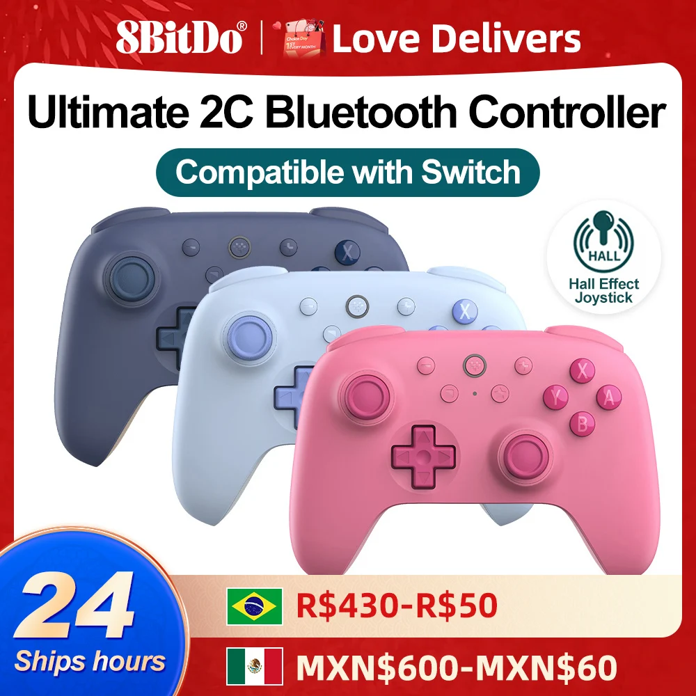 8BitDo Ultimate 2C Nintendo Switch Bluetooth Wireless Controller Gamepads for Switch oled lite with Hall Effect Joysticks turbo