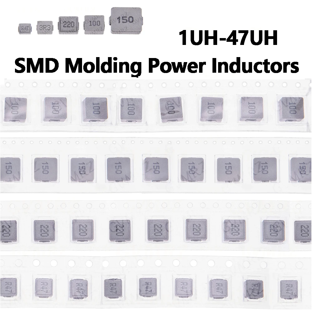 10PCS 1UH 2.2 3.3 4.7 6.8 10 15 22 0420 0520 0630 0650 1040 1R0 2R2 6R8 SMD Molding Power Inductors 1UH ~ 47UH  33 47 68 UH