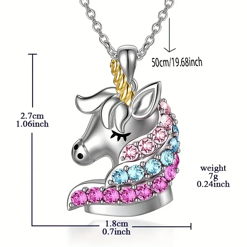 Fashion kalung Unicorn kartun Unicorn, perhiasan kalung liontin hadiah ulang tahun perjamuan wanita hadiah H