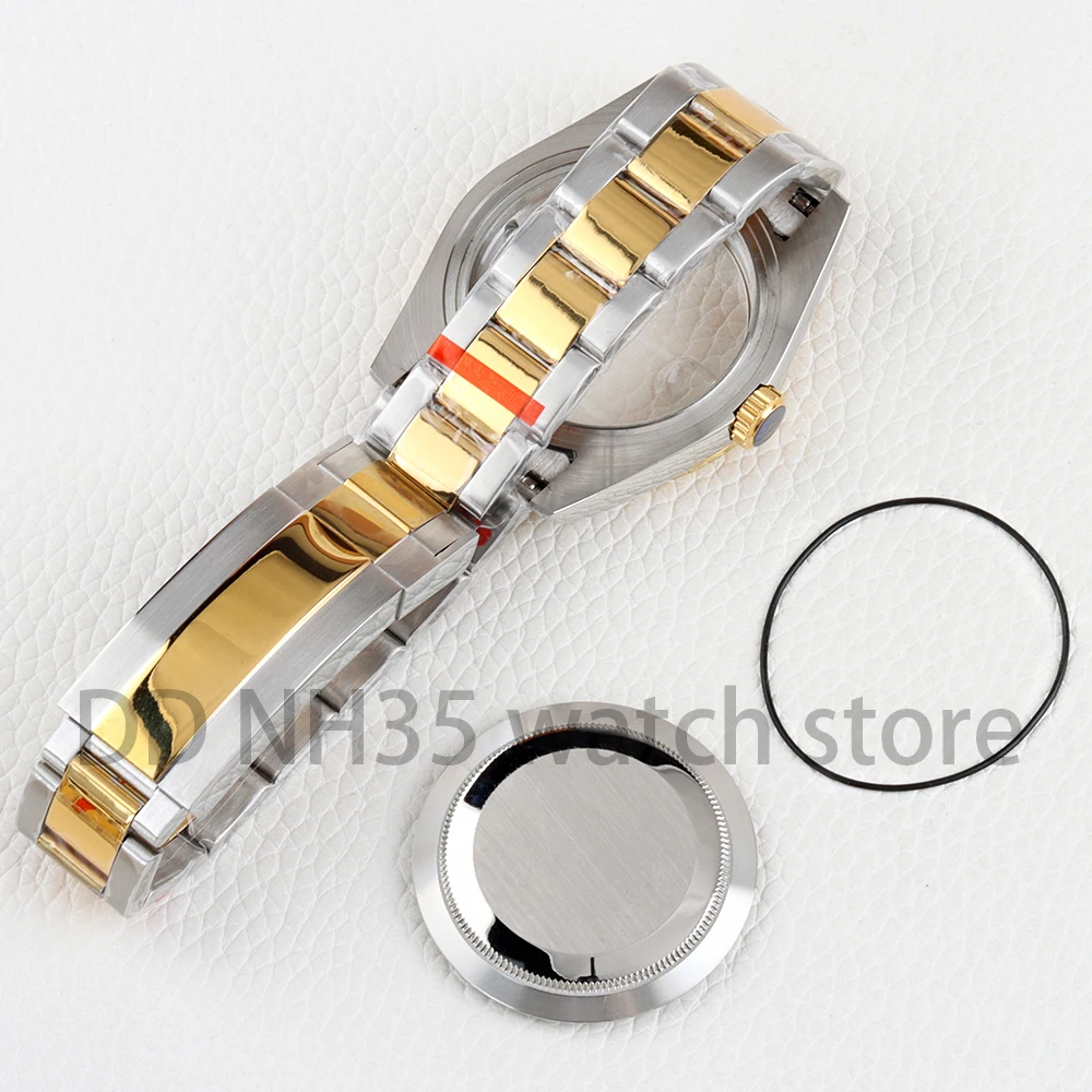 36mm/39mm caixa de relógio 20mm aço inoxidável polido pulseira ostra vidro safira para datejust nh35 nh36 movimento 28.5mm dial