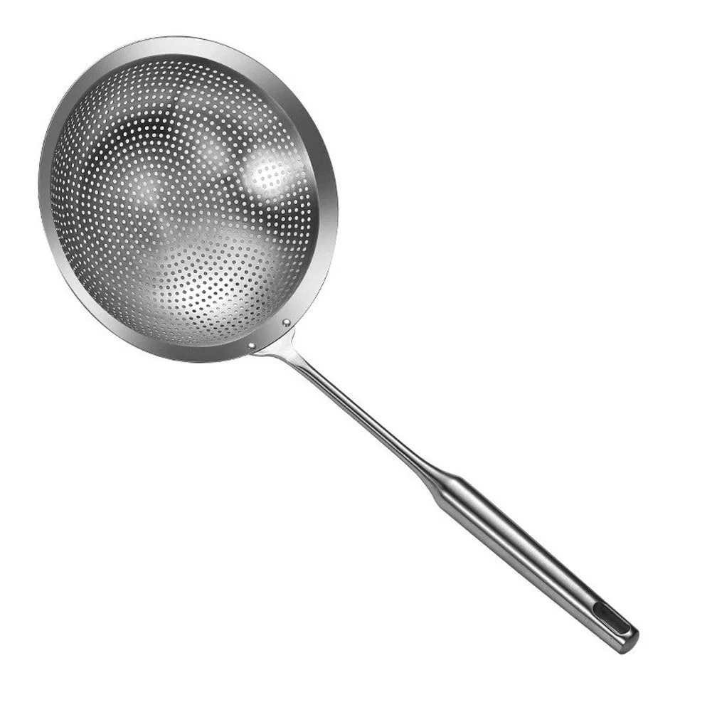 304 Stainless Steel Strainer Skimmer with Resistant Build and Heat Resistant Handle for Boiling Steaming and Frying