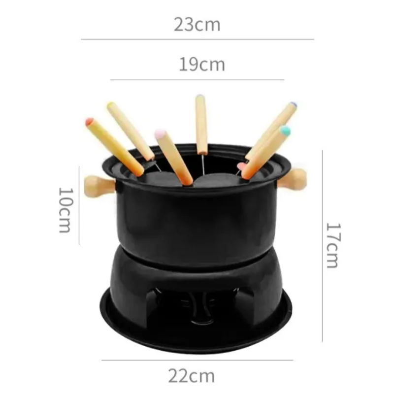 1set Creative Simple and Practical Mini Broth Fondue Set Fondue Maker Pot Thickened Stable Multifunction Fondue Pot Set Home Ess