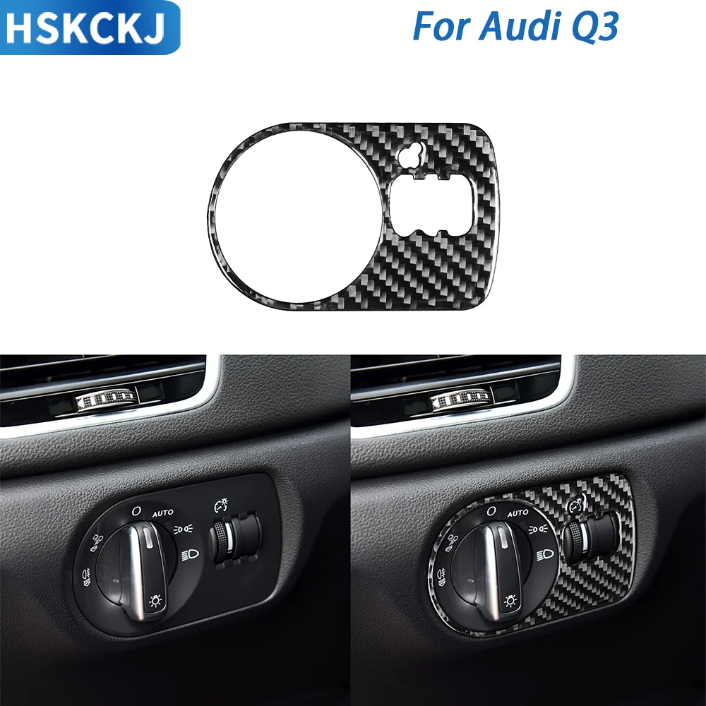

Suitable For Audi Q3 2015—2018 Carbon Fiebr Car Accessories Front Lamp Headlight Switch Control Panel Cover Trim Sticker