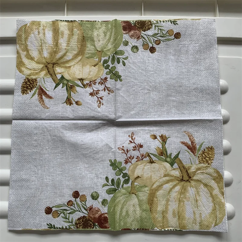 20 vintage napkin paper Thanksgiving elegant tissue pumpkin flower decoupage wedding birthday party decor beautiful serviettes