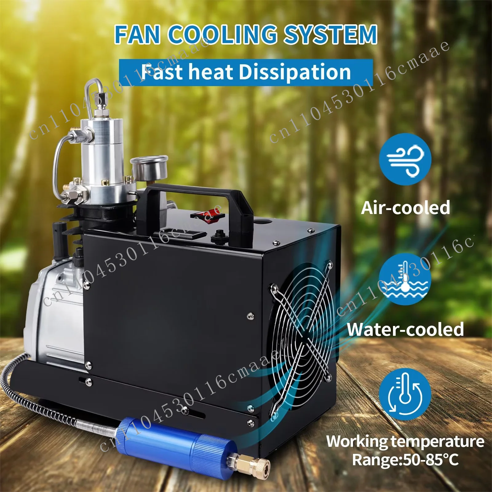 Manual Stop 4500psi 300bar 30mpa High Pressure 110V 220V Snorkeling Paintball PCP Air Compressor for Scuba Diving