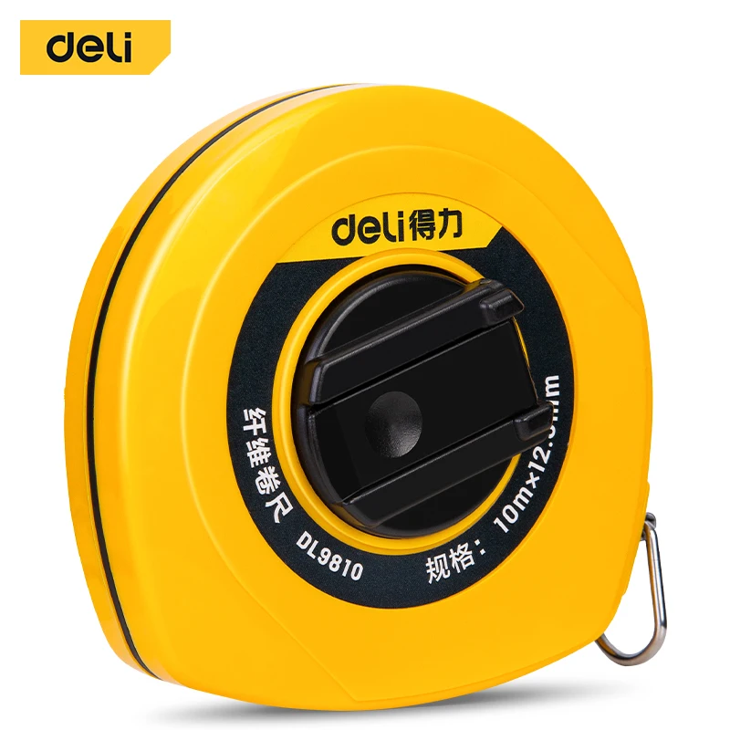 Deli 10M Tape Fiberglass Tape Measure Circular Leather Tape Carpenter Measuring Meter Tape Measure Woodworking Tool