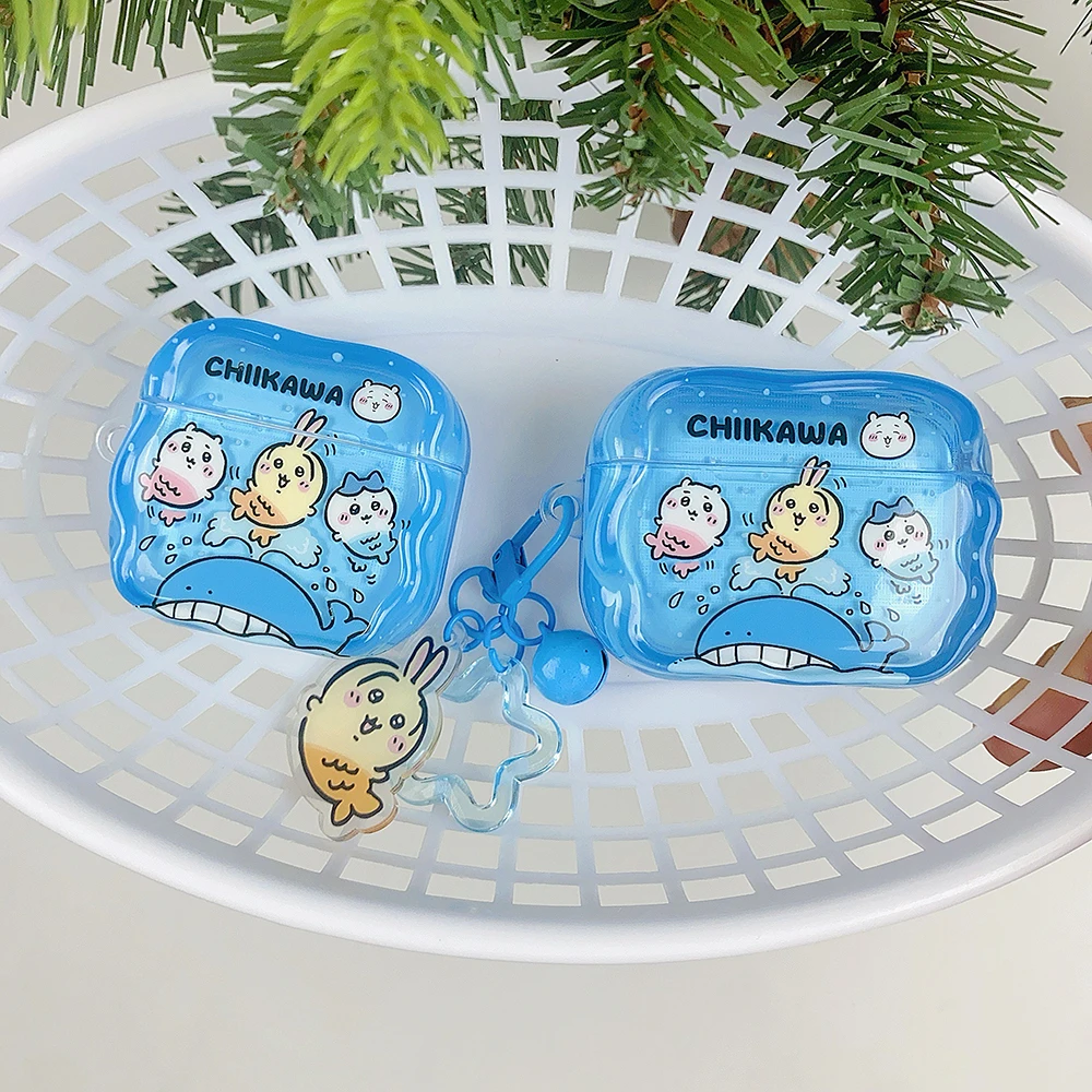 Фото Милый аниме-чехол для наушников C-Chiikawa&U-Usagi&H-Hachiware для Airpods 4 2 3 1 Pro 3 2, жесткий чехол для беспроводной Bluetooth-гарнитуры
