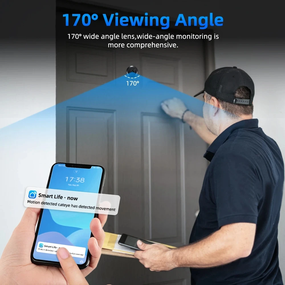 Imagem -02 - Tuya Smart Video Peephole Câmera Wi-fi Detecção de Movimento Visualizador de Portas Video-eye Interfone sem Fio Segurança Doméstica Registro Automático 2.4g e 5g