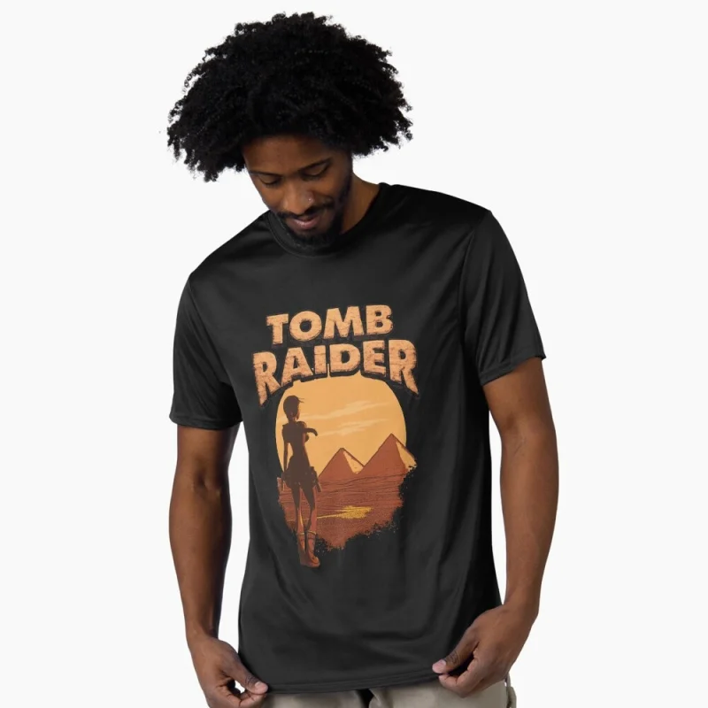 

80s Retro video game Tomb Raider 0401 Lara Croft Gift t shirt for men 100% cotton printed Graphic Clothes All size Tops S-6XL