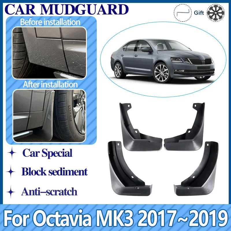 

Mudguards For Skoda Octavia 3 A7 MK3 5E 2017 2018 2019 Mudflap Guards Splash Fender Flaps Mud Flap Cover Wheel Auto Accessories