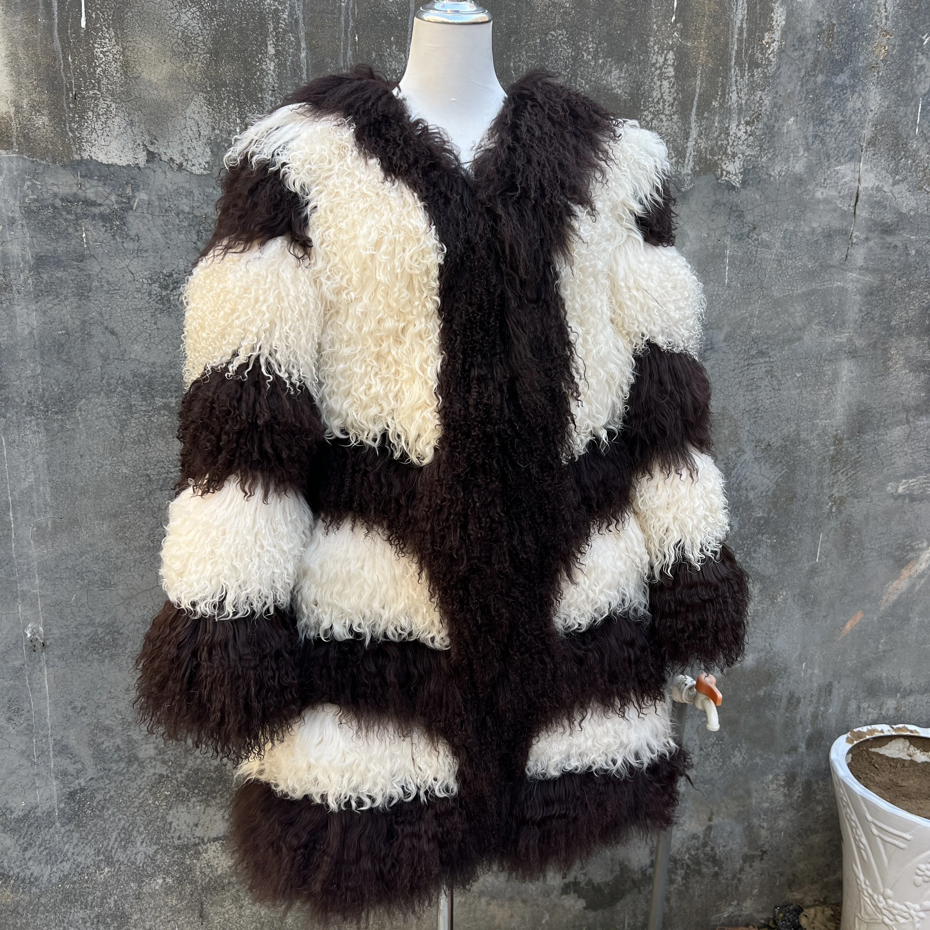 Aulande 2026 abrigo de piel auténtica mujer invierno cálido abrigo de piel de oveja mongol nueva chaqueta larga de alta calidad de dos colores