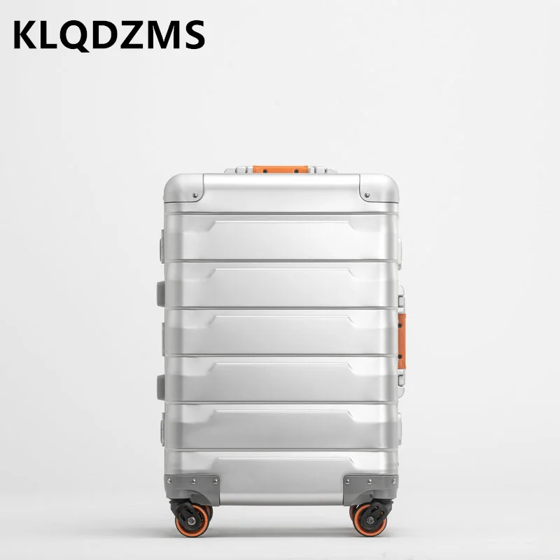 KLQDZMS กระเป๋าเดินทางล้อ 20 นิ้วอลูมิเนียมแมกนีเซียม Boarding Box 24 "ธุรกิจรถเข็นผู้ชายกระเป๋าเดินทาง