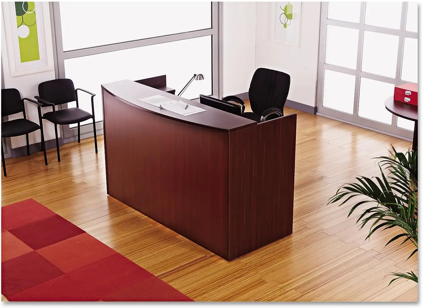 Aleva327236My Valencia Series 71 In. X 35.5 In. X 29.5 In. - 42.5 In. Reception Desk With Counter - Mahogany