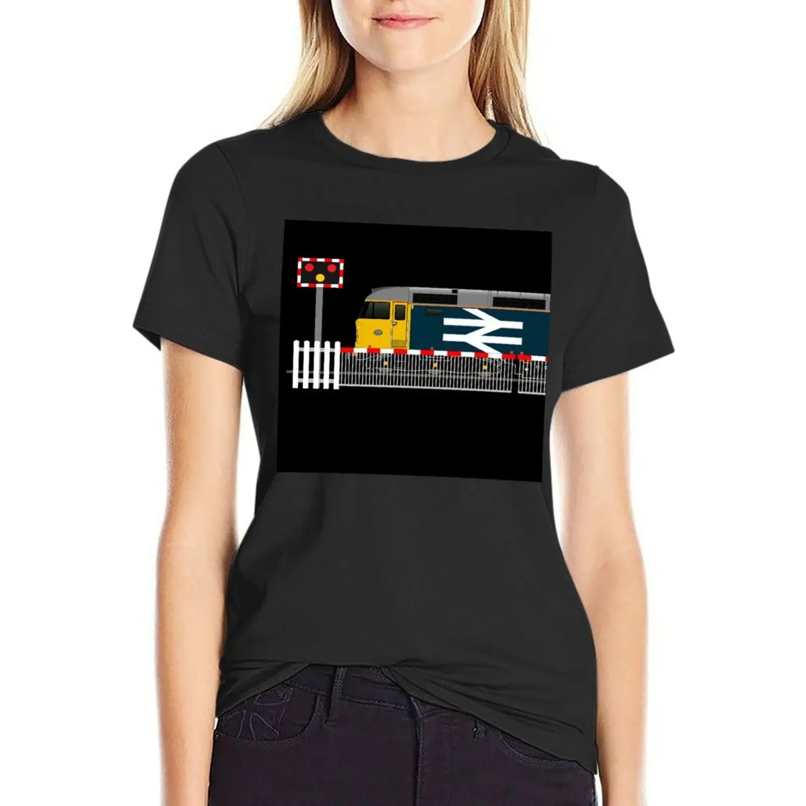 CLASS 47 LOCOMOTIVE LEVEL CROSSSING T-shirt vintage clothes tees T-shirts for Women