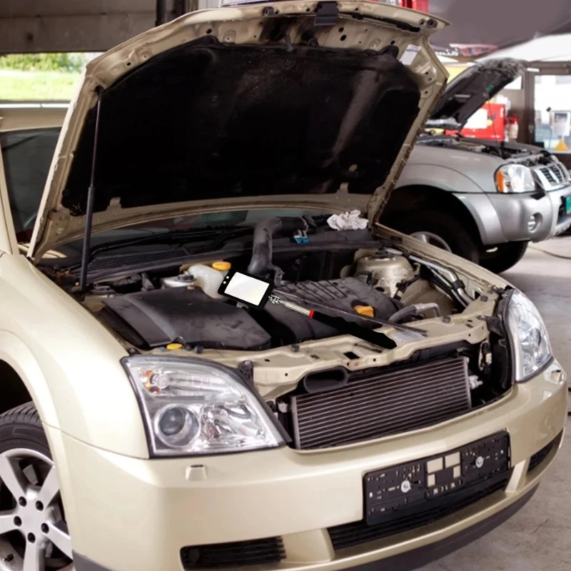 

5Pcs Telescoping Inspection Mirror Round Square Adjustable Pickup Rod Stick Set for Checking Observing Vehicle Small Parts