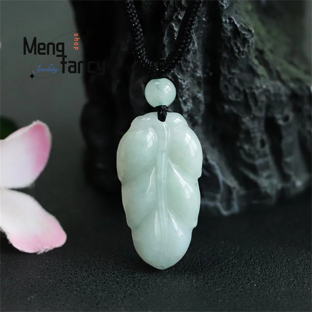 

Natural Jadeite A goods Gold Branch Jade Leaves Sub Pendant Exquisite Elegant Simple High-grade Luxury Quality Fashion Jewelry