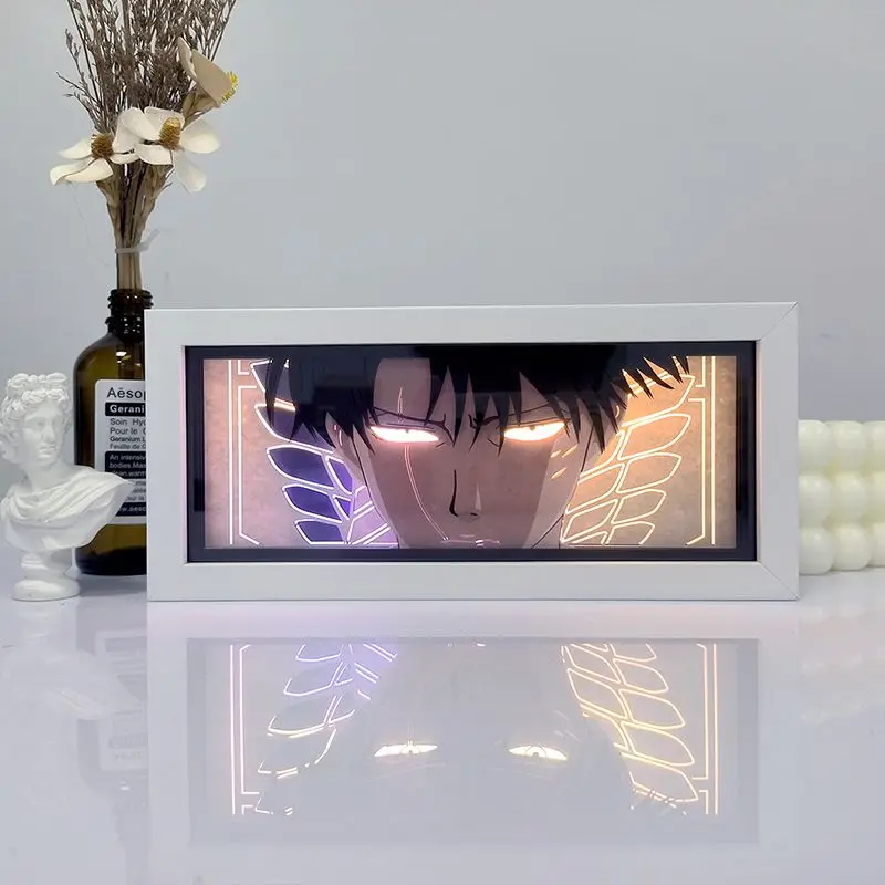 Anime Attack on Titan Eren Jager Levi Ackerman 3D Night Light Anime Gift Bedroom Photo Frame Bedhead Desktop Decoration