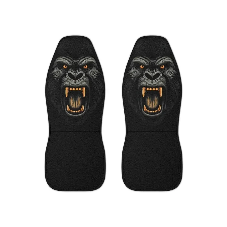 Epic Roaring Gorilla Print Car Seat Covers - Vibrant, Durable, Easy-to-Install Protection for Your Vehicle's Interior (2 Covers)