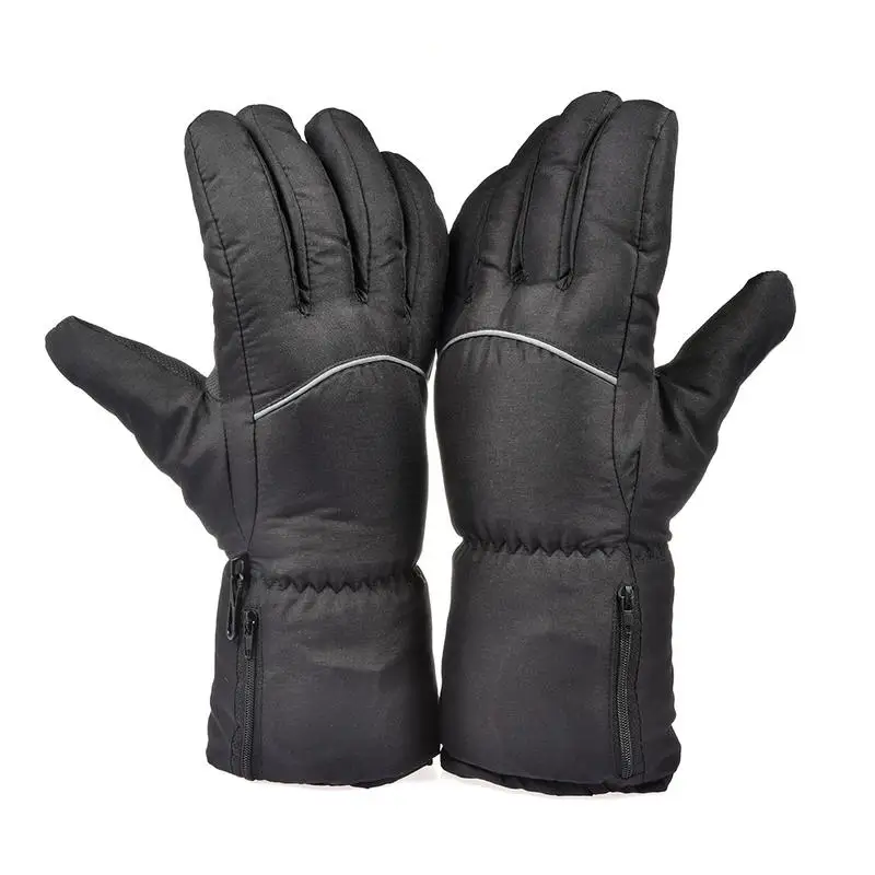 Motorcycle Heated Battery Gloves Comfortable Waterproof Black Electric Gloves Warmer Fast Heating Wrist Strap Winter Supplies