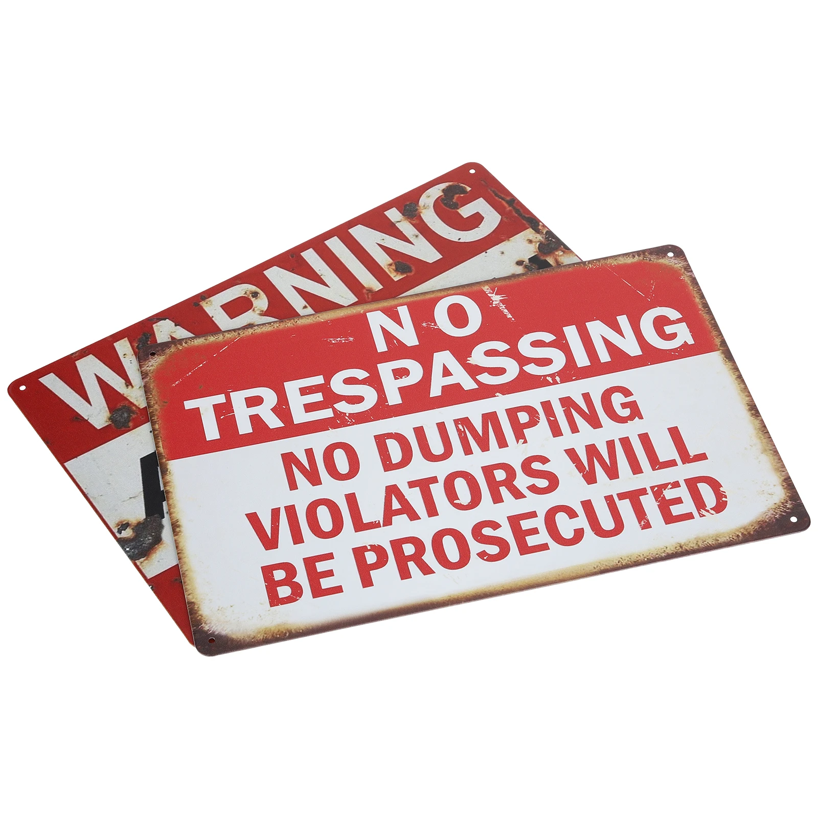 

2 Pcs Warning Hanging Picture Vintage Home Decor No Trespassing Signs Metal Tinplate Compact Size Bar Diner Pub Garden