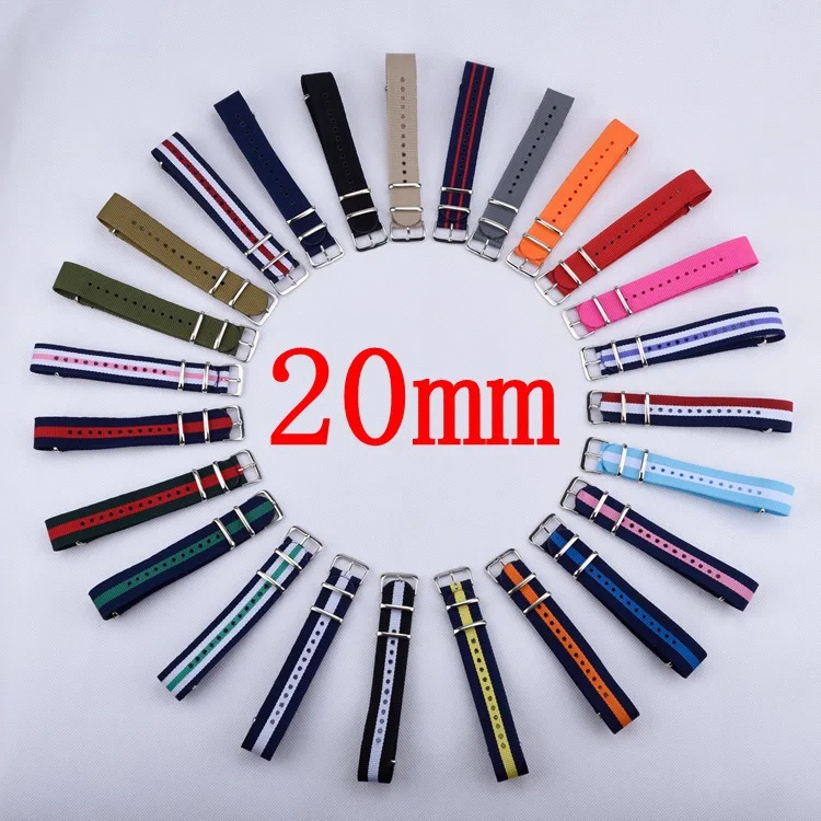 

20mm Strap Army Sports Watchband Breathable Fabric Nylon Watch Belt 20mm Watch Accessories Wholesale Drop Shipping