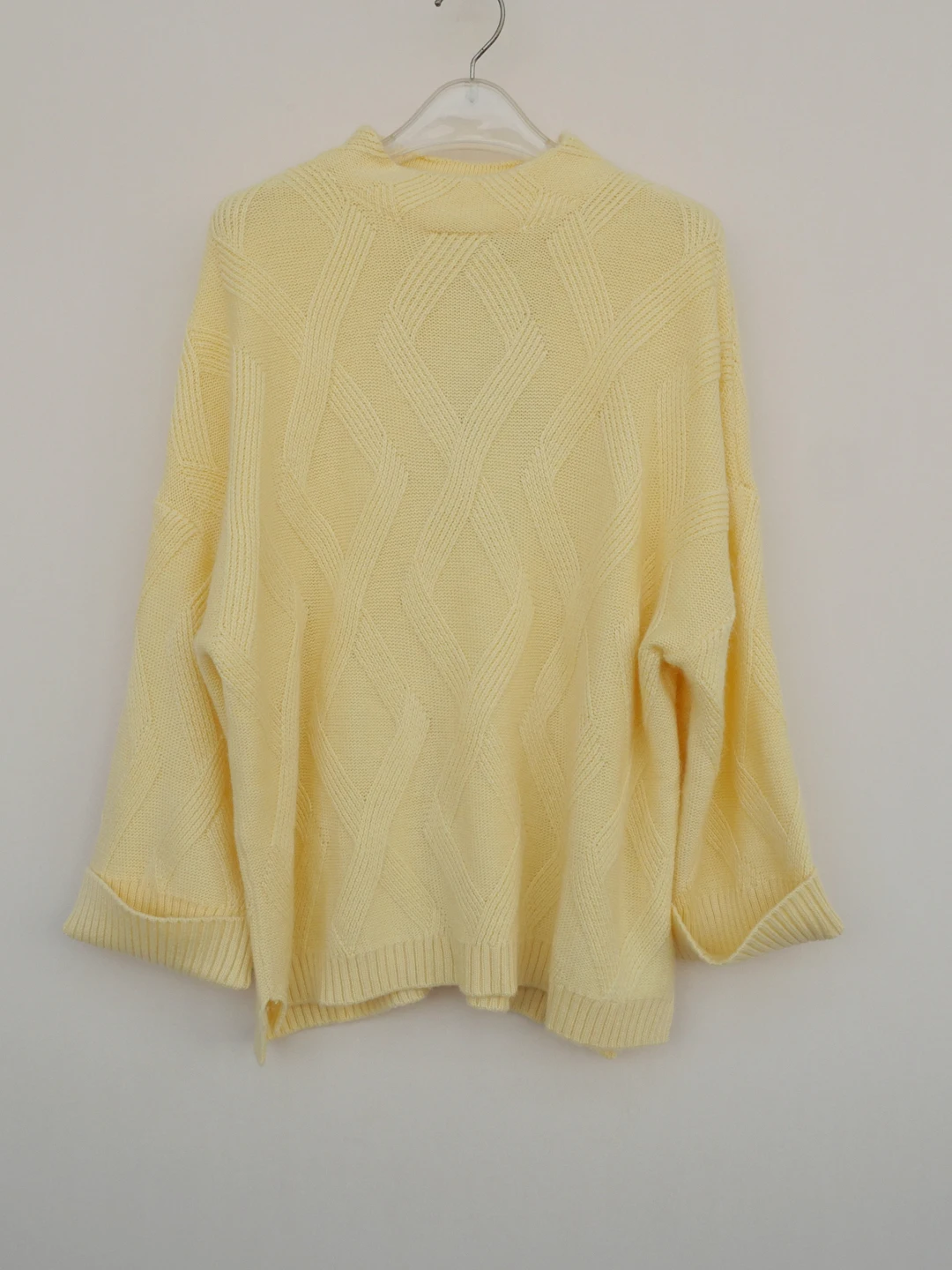 

Women's Autumn Winter Rabbit Fur Blend Sweater Loose Nine Sve Soft Warm Yellow Knitted Top Commute Sle round Ne Regula...