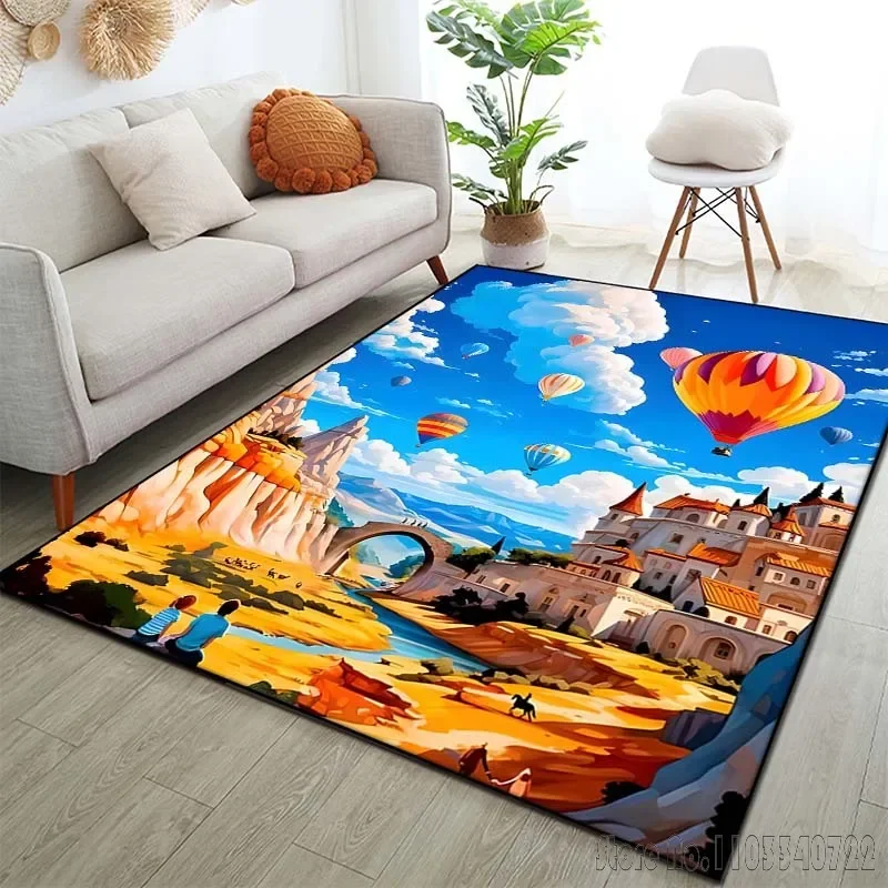 Hot Air Balloon Pattern Rug Carpet for Living Room Bathroom Mat Creative Doormat Carpet for Bedroom Cloakroom Home Decor