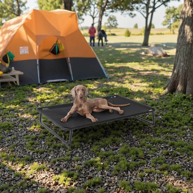

XXL Durable Mesh Dog Hammock Bed Chew-Resistant Washable for Indoor Outdoor Use Non-Slip Snap-In Legs Metal Cats Solid Cooling