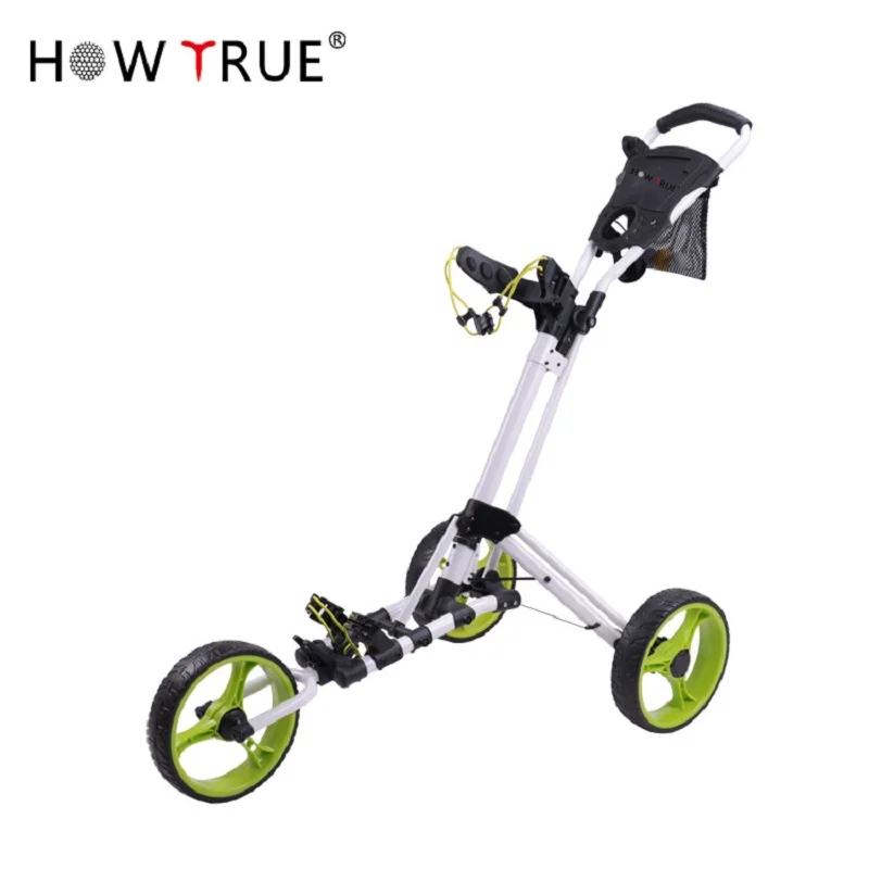 Golf Trolley 3 Wheel, Easy Open/Fold Lightweight Golf Push Cart with Umbrella and Water Holder and Foot Brake, Golf Perfect Tool