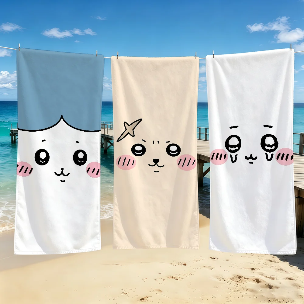 Image of Face Cute C-Chiikawa-ES Handtuch für Outdoor-Camping, Strandtuch, super saugfähiges, schnell trocknendes Sommerhandtuch