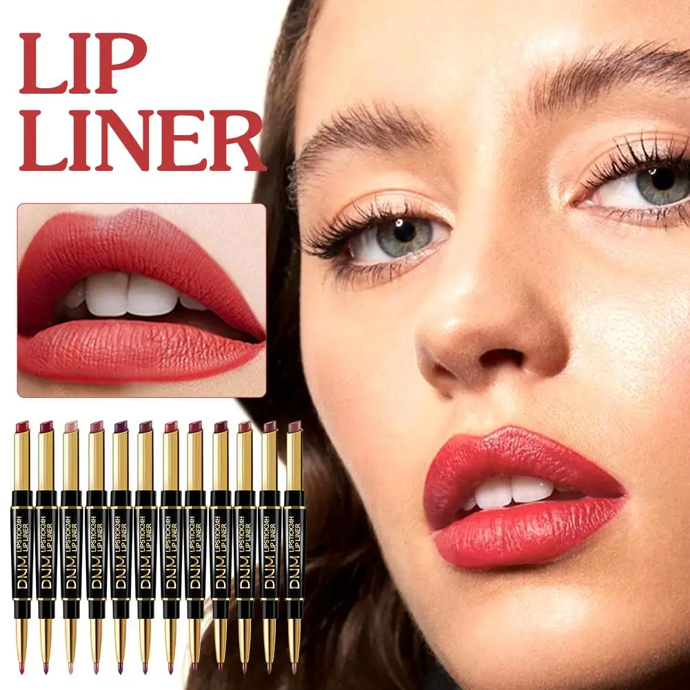 12 Kleur Dubbele Lip Make-Up Lippenstift Potlood Waterdichte Matte Lippenstift Rode Schoonheid Lip Tint Stick Pen Die Sexy Lang V6z7