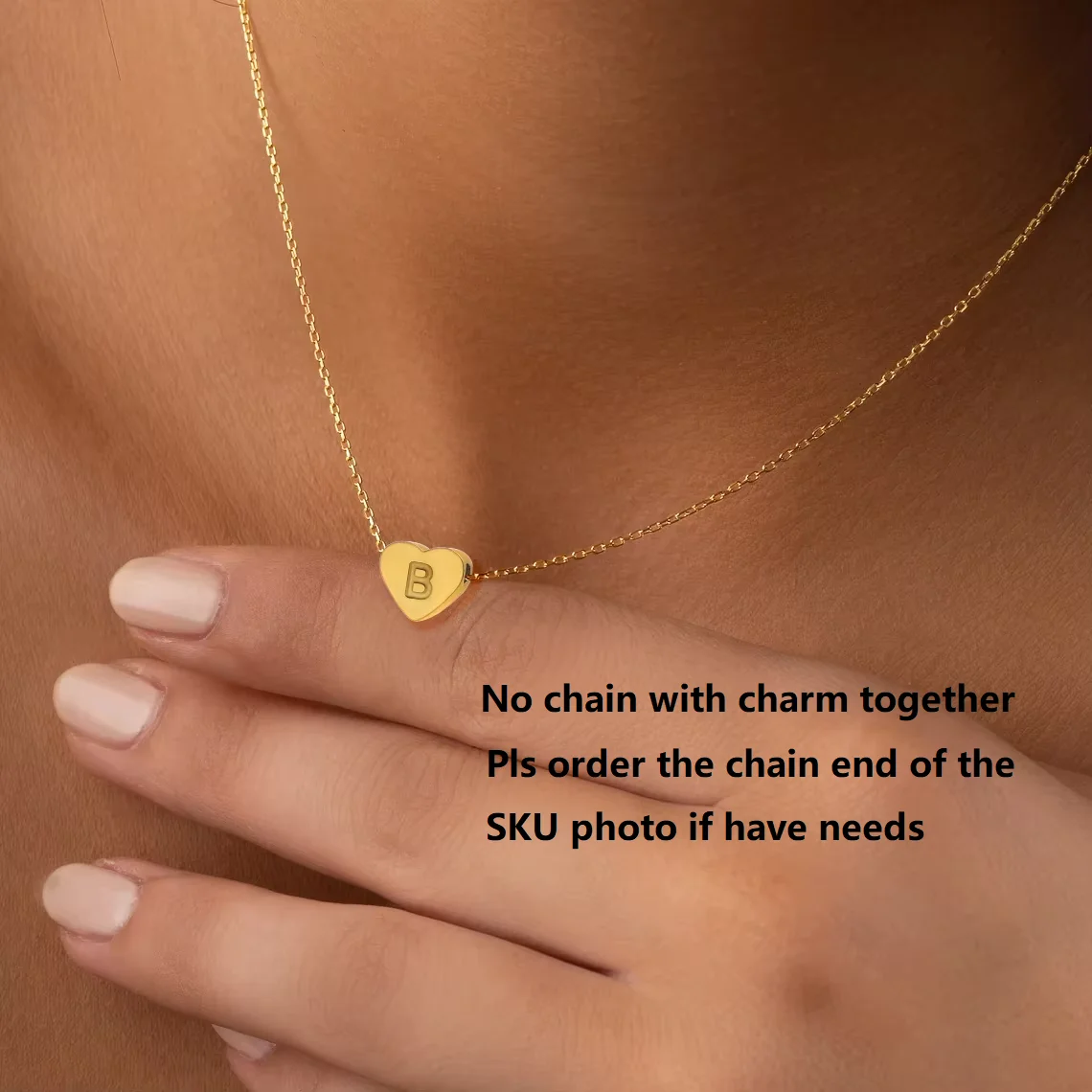 CARLIDANA Minimalist Gold Plated Stainless Steel Jewelry Initial kids Alphabet Pendant Small Mini Heart Initial Letter Necklace