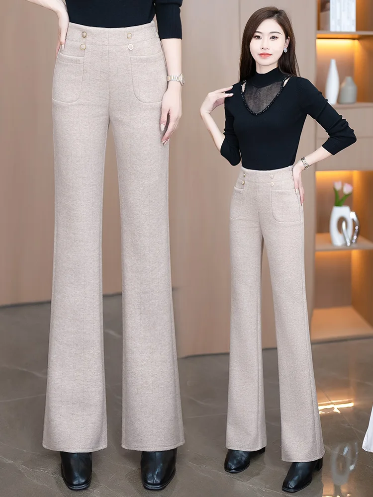 Deep Grey High Waist Flared Casual Pants Women's 2025 Spring Autumn Style Versatile Slimming Fashionable Trousers view 2