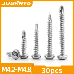 JUIDINTO Round Head Phillips Self Drilling Tapping Screw M4.2 M4.8 410 Stainless Steel Hardiflex Drilling Screws for Sheet Metal