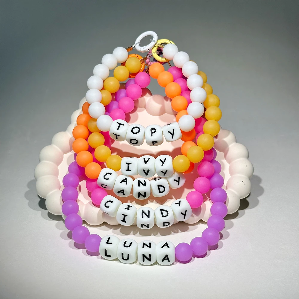 Collier de perles personnalisable pour chien et chat, nom d'animal de compagnie, lettres bricolage qui brillent dans la nuit sombre, marche, cinq couleurs, colliers à la mode