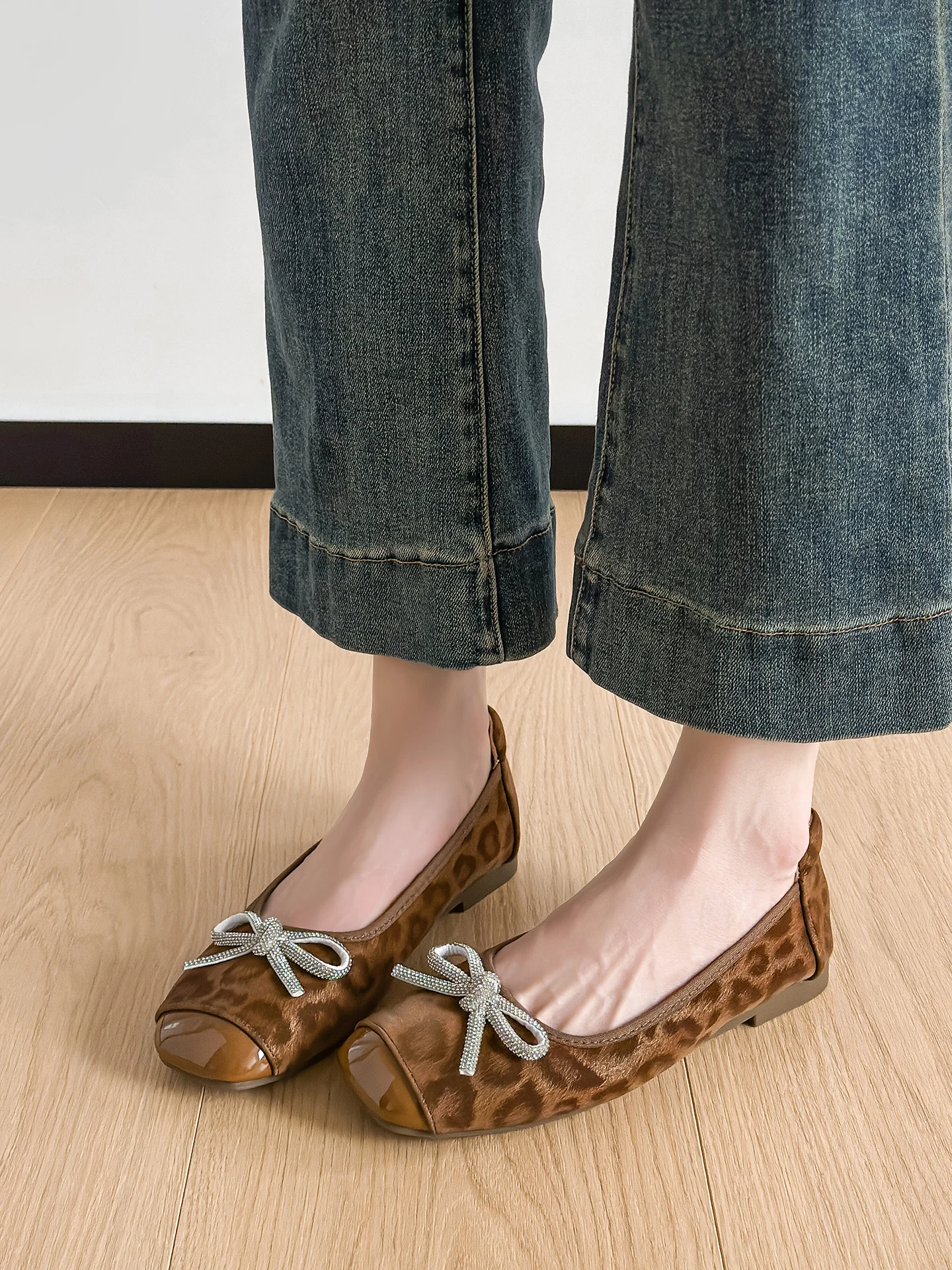 spring-summer-autumn-winter-women's-flat-head-square-bottom-single-shoes-slip-on-knot-slip-on-egg-roll-ballet-flats