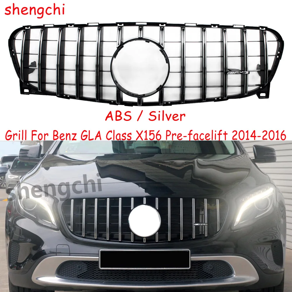 GLA X156 GT Style Front Grill For Mercedes Benz GLA Class X156 Pre-Facelift GLA180 GLA200 GLA220 GLA250 GLA45 Grille 2014-2016