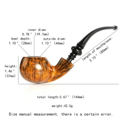 MUXIANG Heather wood tobacco pipe acrylic curved handle pipe 3mm pipe channel gourd pipe handle Father's Day gift briar pipe