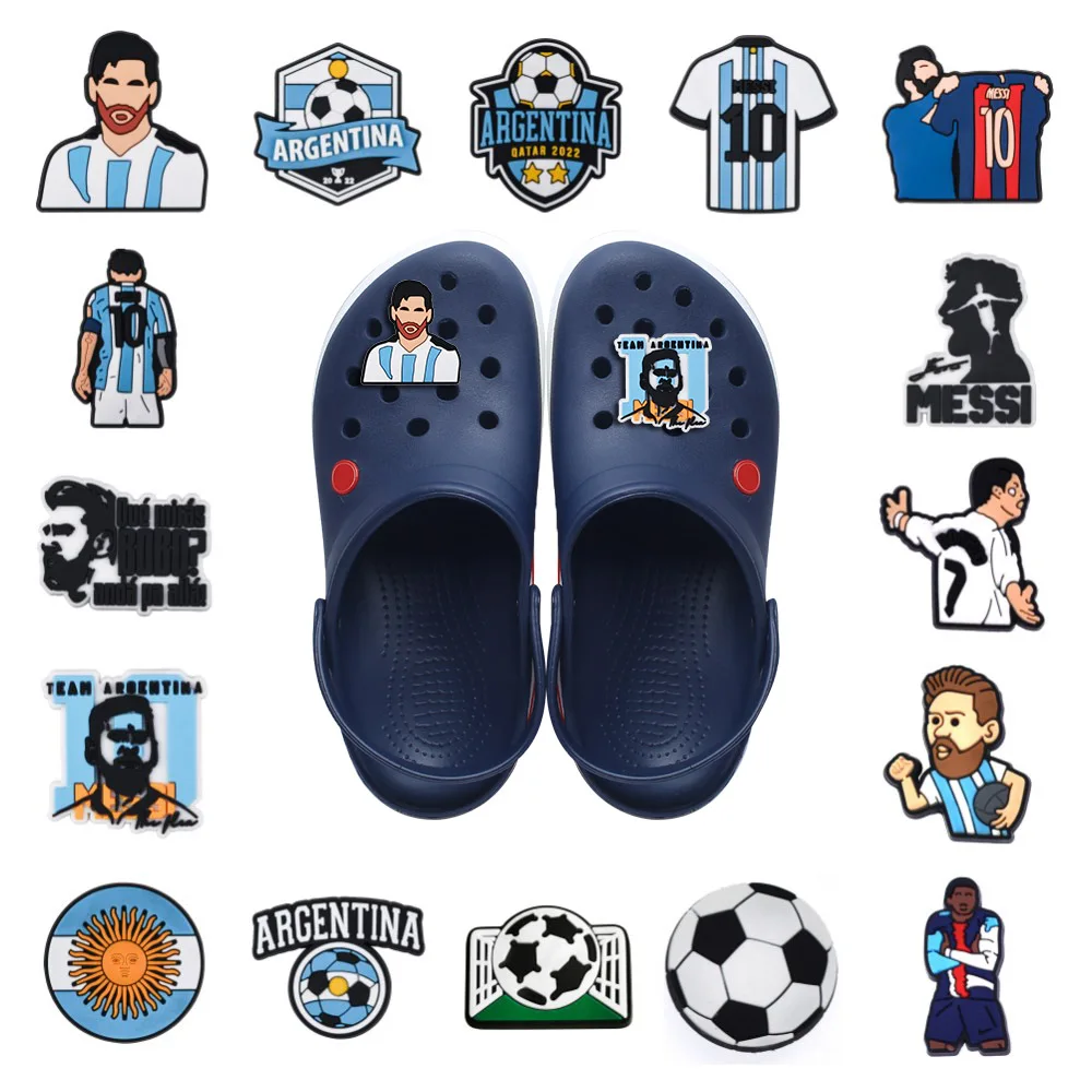 Argentina 10 PVC Football World Champion Charms Shoe Decorations Clogs Sandals Wristband Accessories Women Men Party Gifts