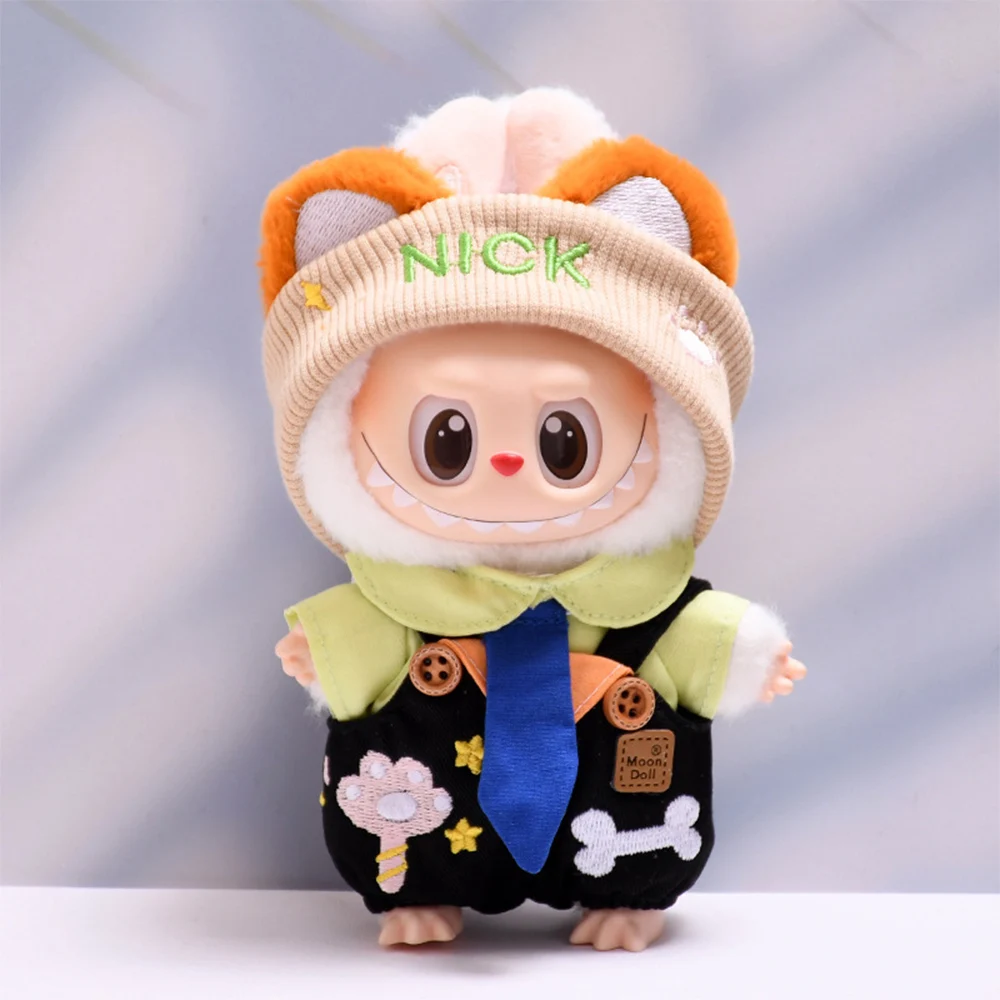 

For Labubu Doll Clothes Multicolored Overalls Set 15/17cm Plush Doll'S Clothes Replacement Sitting Party Accessories