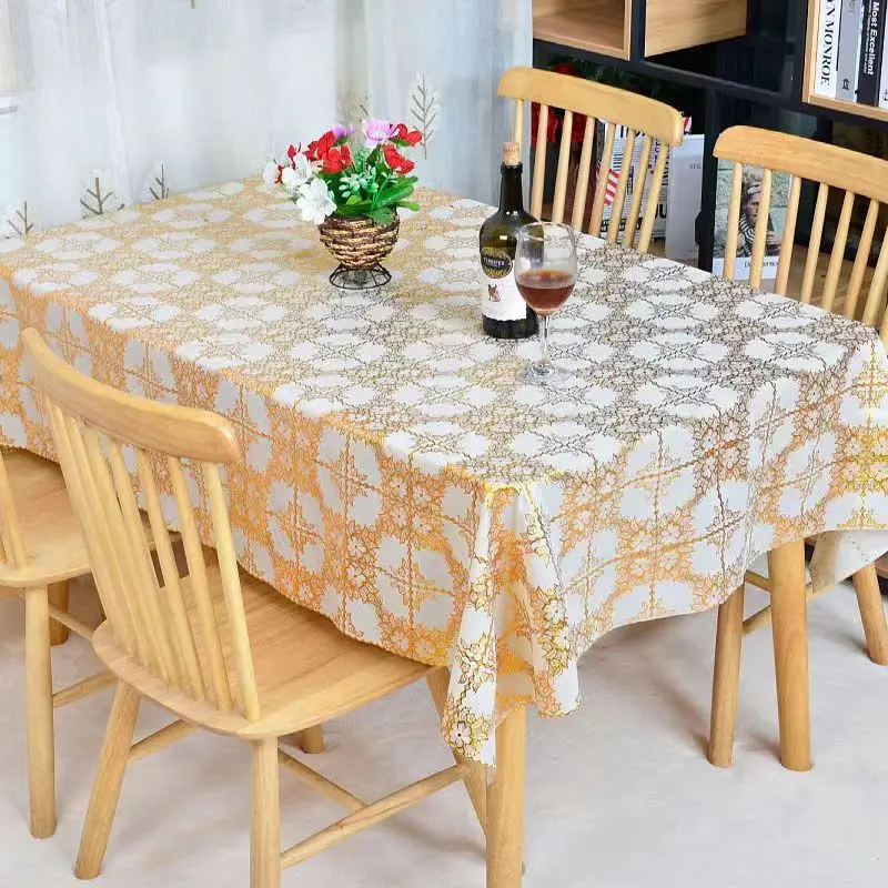 Yellow lace tablecloth for coffee table, fabric dust cover, rich jade