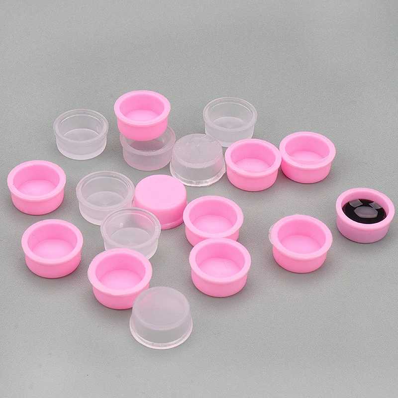 100 pcs Disposable white Pink Glue Holder Adhesive Pallet For Eyelash Extension Container Ring Cup Eyebrow Tattoo Pigment Tools