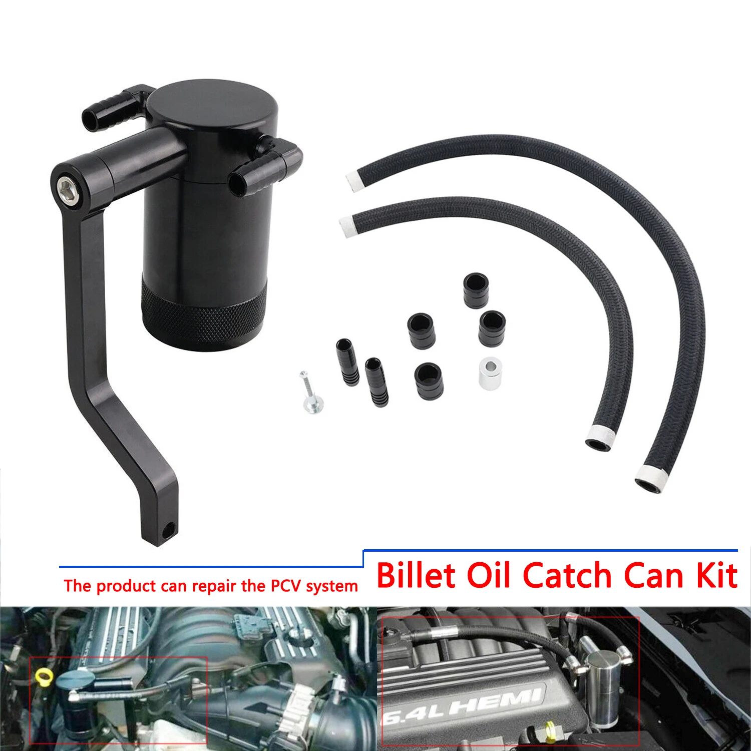 billet Oil Catch Can Billet Tank Z-Bracket for 2011-2021 Dodge  Charger Challenger 6.4L  Chrysler  300