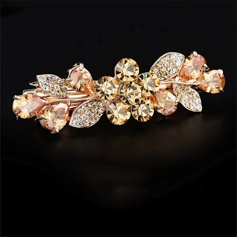 New Korean Crystal Butterfly Spring Hairpin Zircon Alloy Top Clip Horizontal Clip Elegant Women\'s Fashion Hair Jewelry