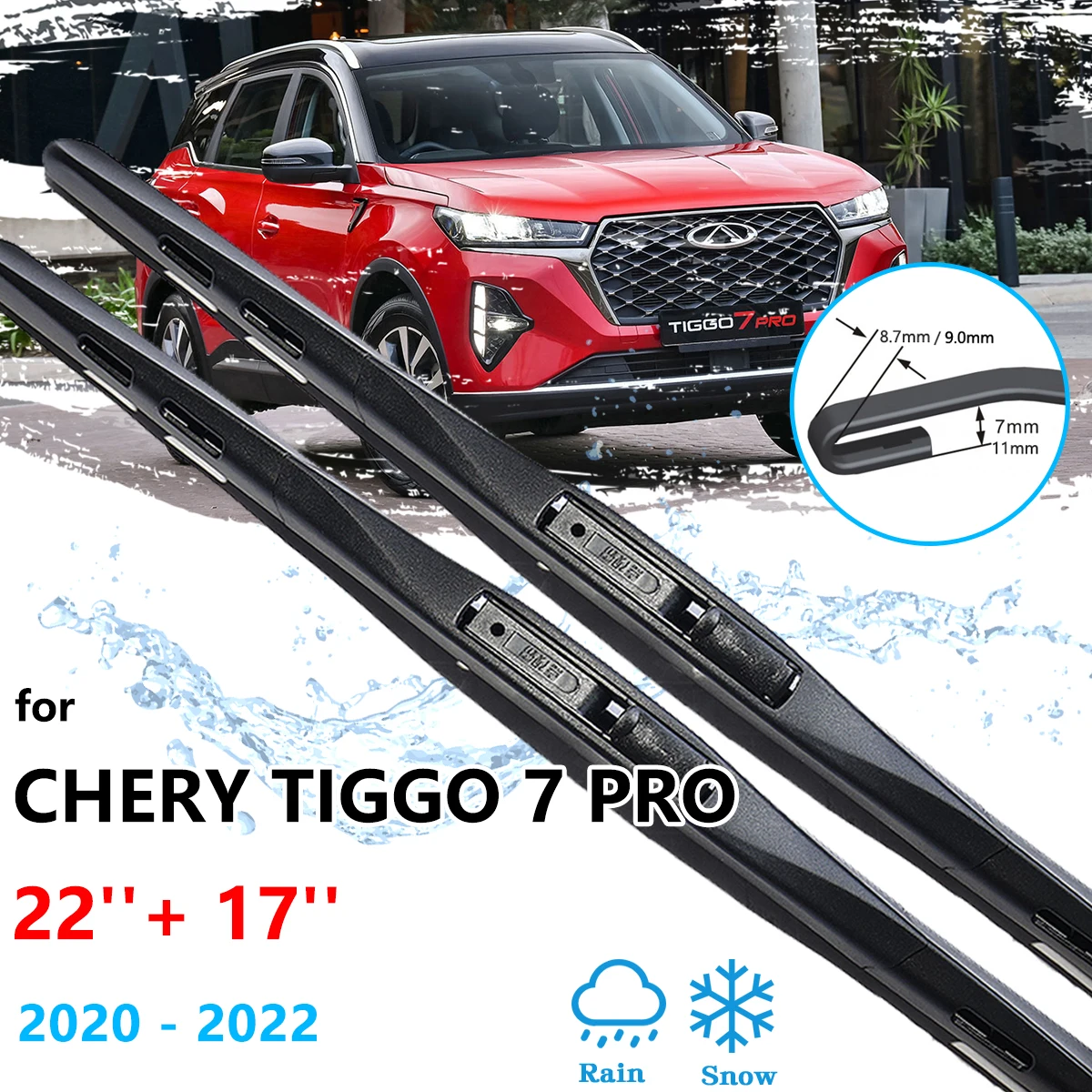 For Chery Tiggo 7 Pro Plus MK2 2020 2021 2022 Front Wiper Blades Windshield Windscreen Cleaning Brushes Washers Car Accessories