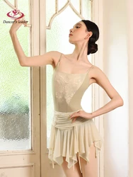 Ballet Leotard for Women's Patchwork Embroidered Mesh Suspender Gymnastics Tight Fitting Clothing Performance Yoga Clothing
