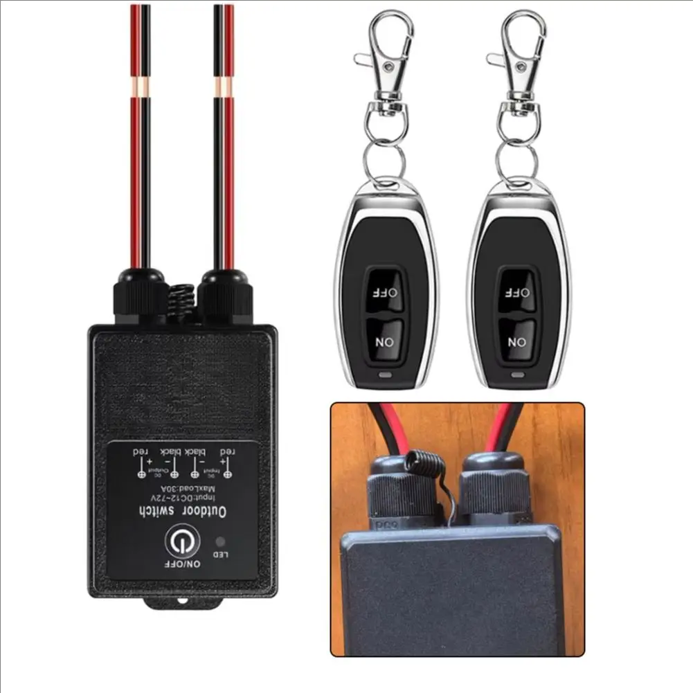 

12V Wireless Remote Control Relay Switch, Waterproof, 12-80V, 5-100W, Suitable For Lighting/Motor Fixtures