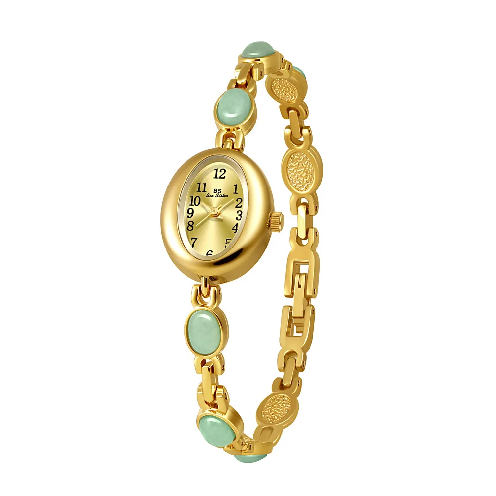 Relojes elegantes para mujer, pulsera de Jade de piedra Natural DongLing, reloj resistente al agua de lujo, reloj de mano plateado para regalos de mujer