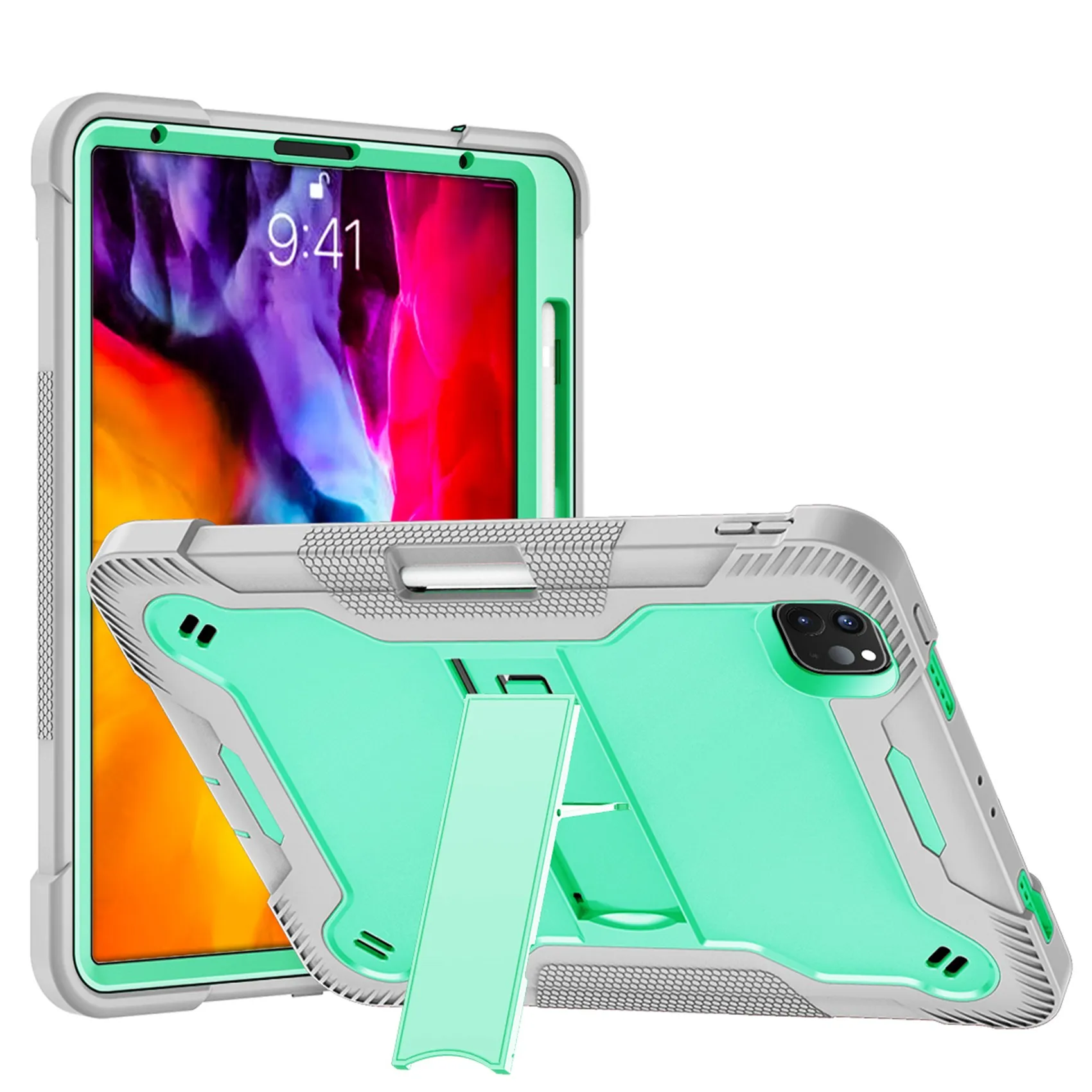 

AT9-For Ipad Pro 11 2018/2020/2021 Protective Case Shockproof Solid Case with Stand Anti-Fall Protective Case
